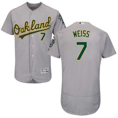 Athletics #7 Walt Weiss Grey Flexbase Authentic Collection Stitched MLB Jersey - Click Image to Close